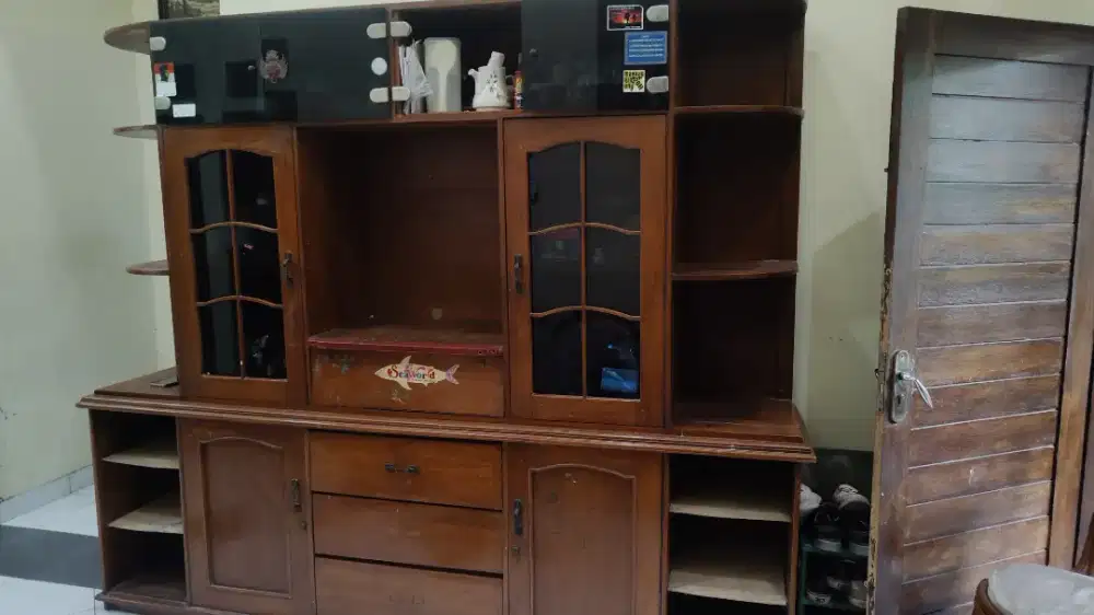 Lemari Kayu / Kabinet TV Multifungsi Kayu Jati Asli