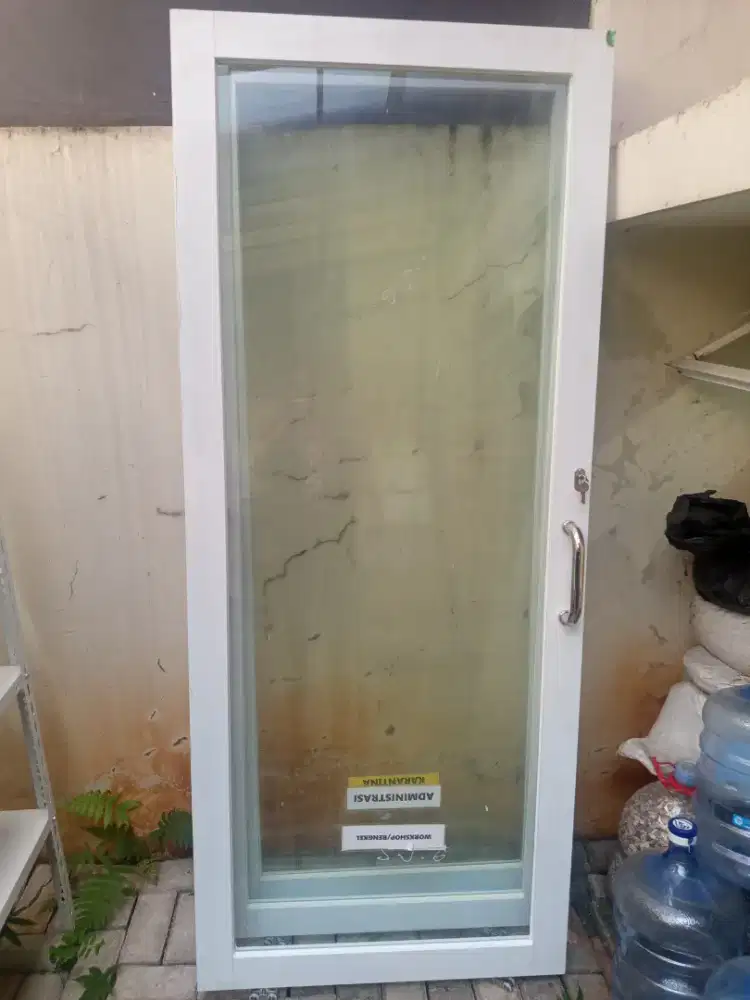 Pintu kaca alumunium sliding plus rel ukuran 87cm x 210cm