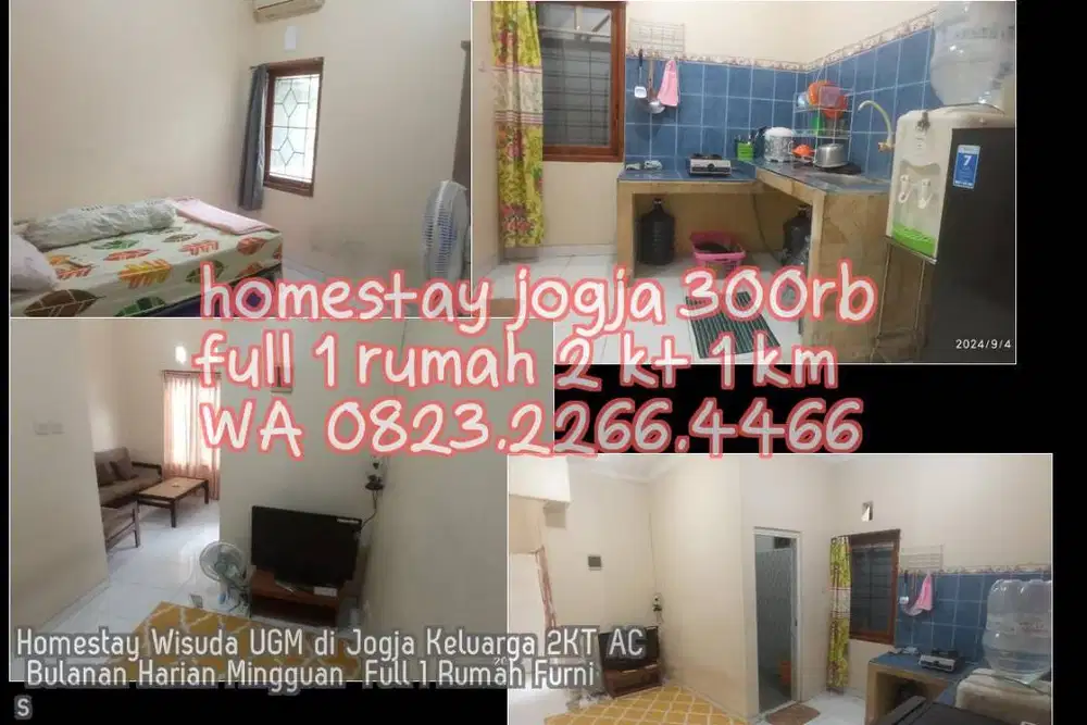Homestay Wisuda UGM di Jogja Keluarga 2KT AC Bulanan Harian Mingguan