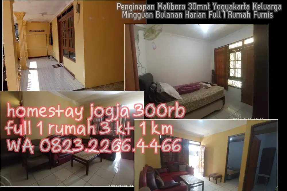 Penginapan Maliboro 30mnt Yogyakarta Keluarga  Mingguan Bulanan Harian