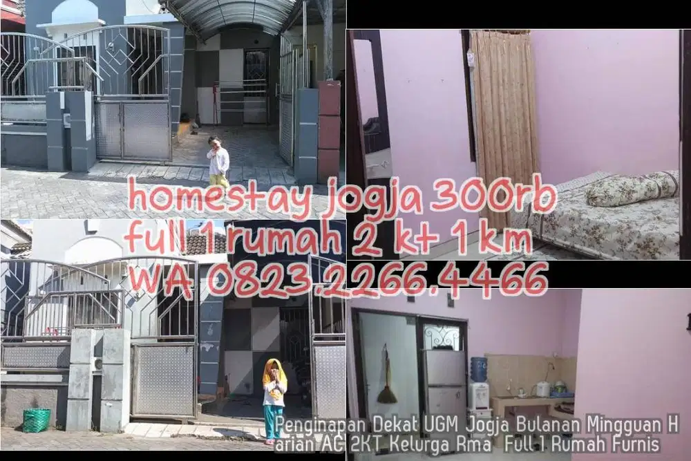 Penginapan Dekat UGM Jogja Bulanan Mingguan Harian AC 2KT Kelurga Rma