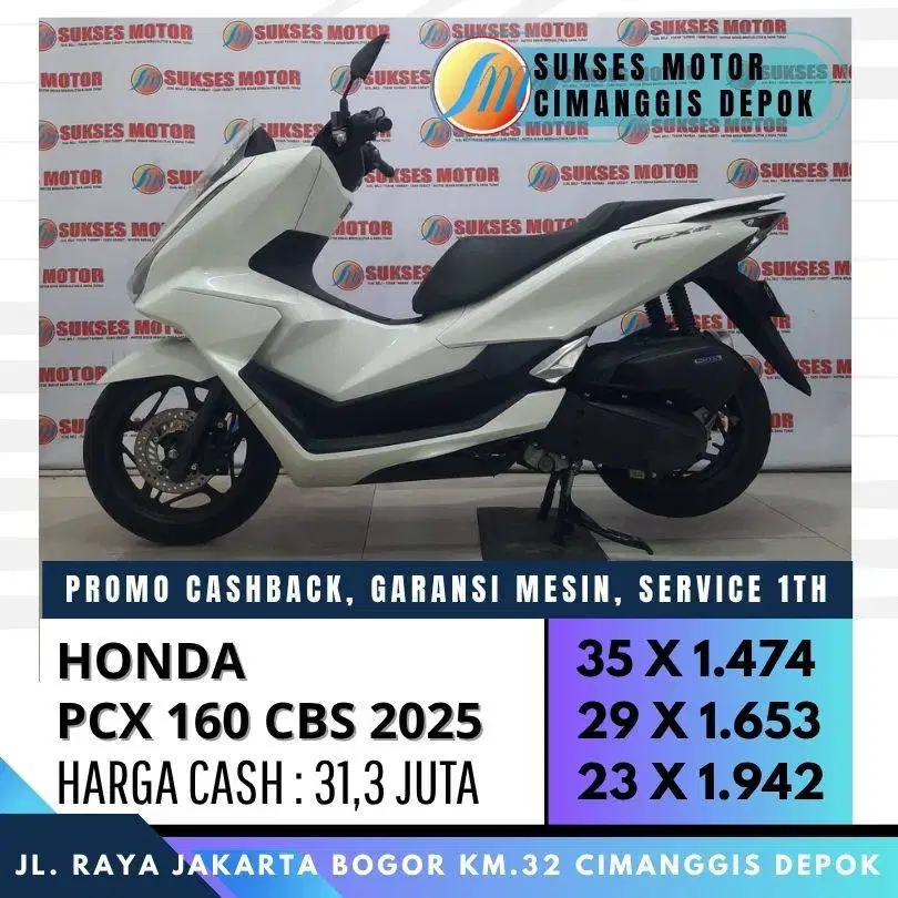 HONDA PCX 160 CBS 2025 PUTIH MULUS BISA CASH/KREDIT CC/AYLATER