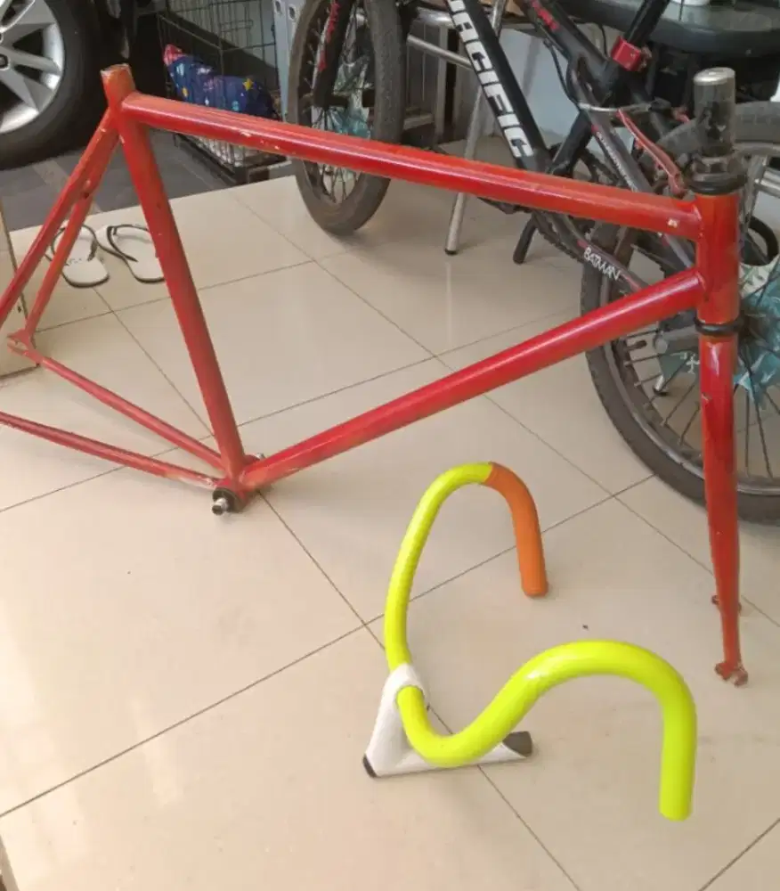 frame set fixie + stem dropbar oversize/nonoversize ada negoin