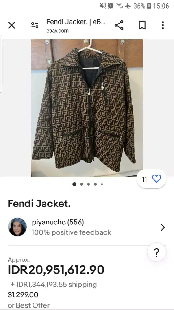 Jaket fendi zucca monogram Reversible