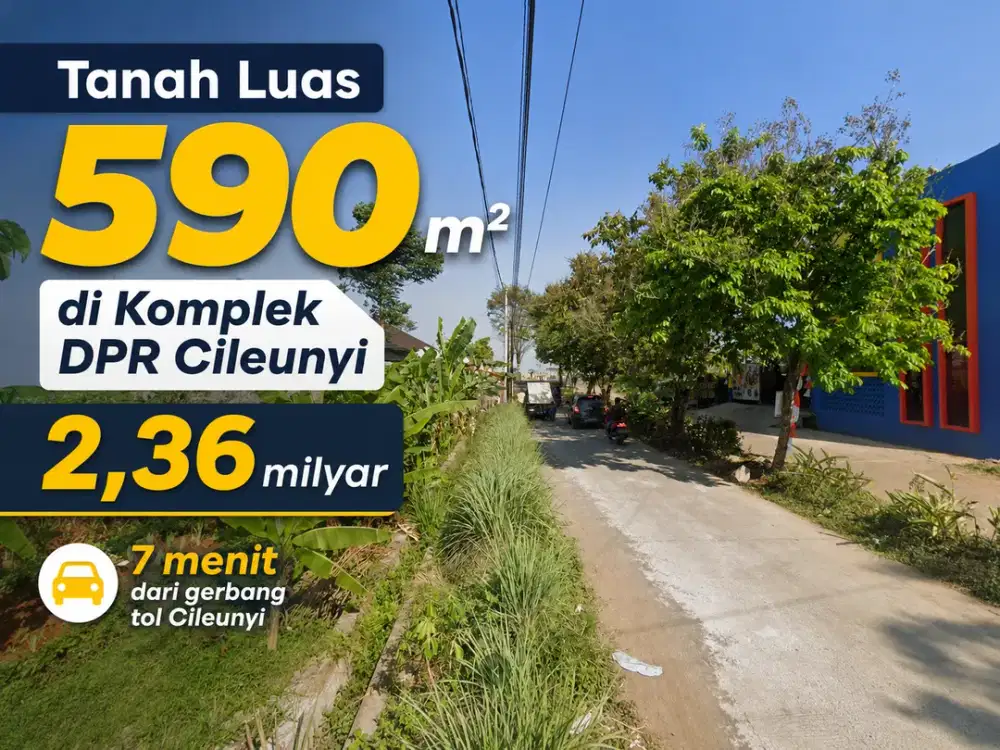Tanah Hook Luas 590 m² di Komplek DPR Cileunyi Bandung Dekat Tol Cileunyi