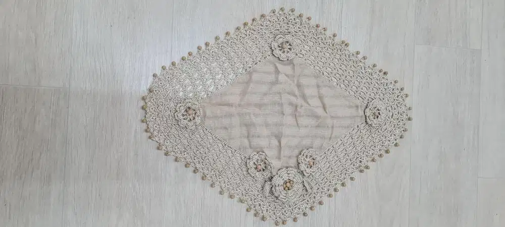 Taplak rajut handmade premium segiempat aesthetic bunga 3D