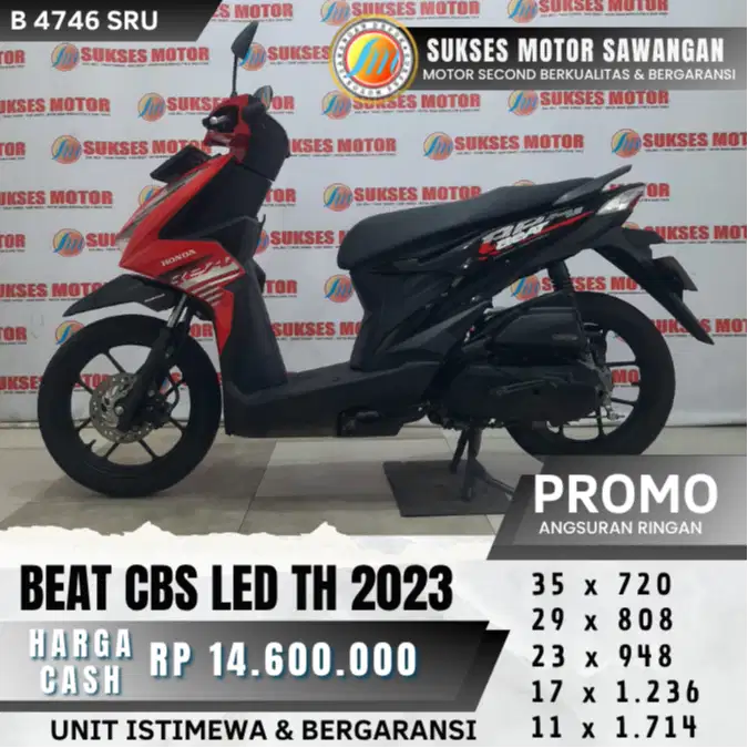 CASH KREDIT DP 600 HONDA BEAT LED CBS TH 2023 UNIT MULUS BERGARANSI