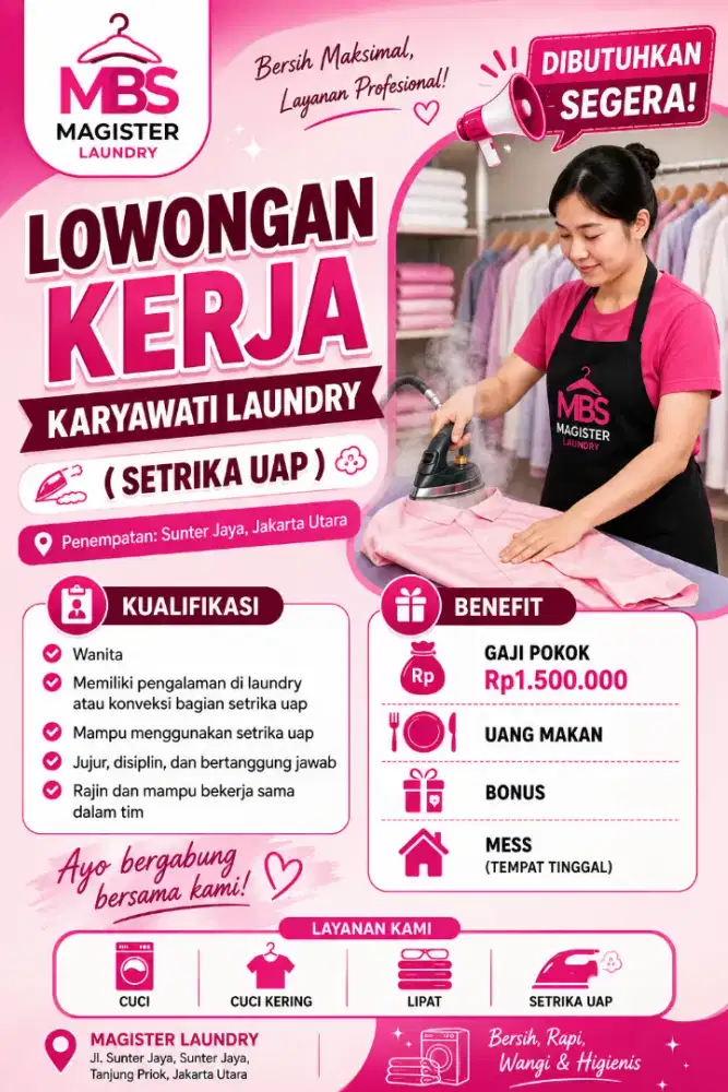 LOWONGAN LAUNDRY SETRIKA UAP SUNTER JAYA