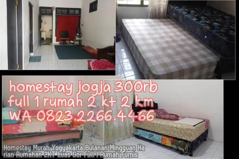 Homestay Murah Yogyakarta Bulanan Mingguan Harian Rumahan 2KT Luas Gor