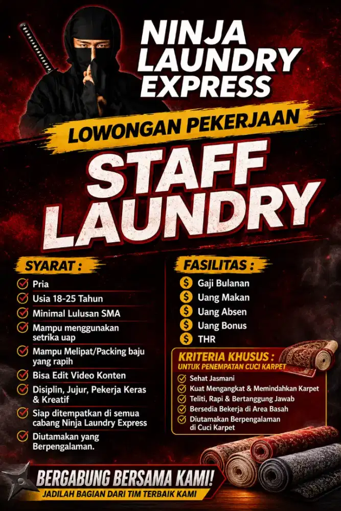 Petugas Cuci Karpet dan Pick Up Paket
