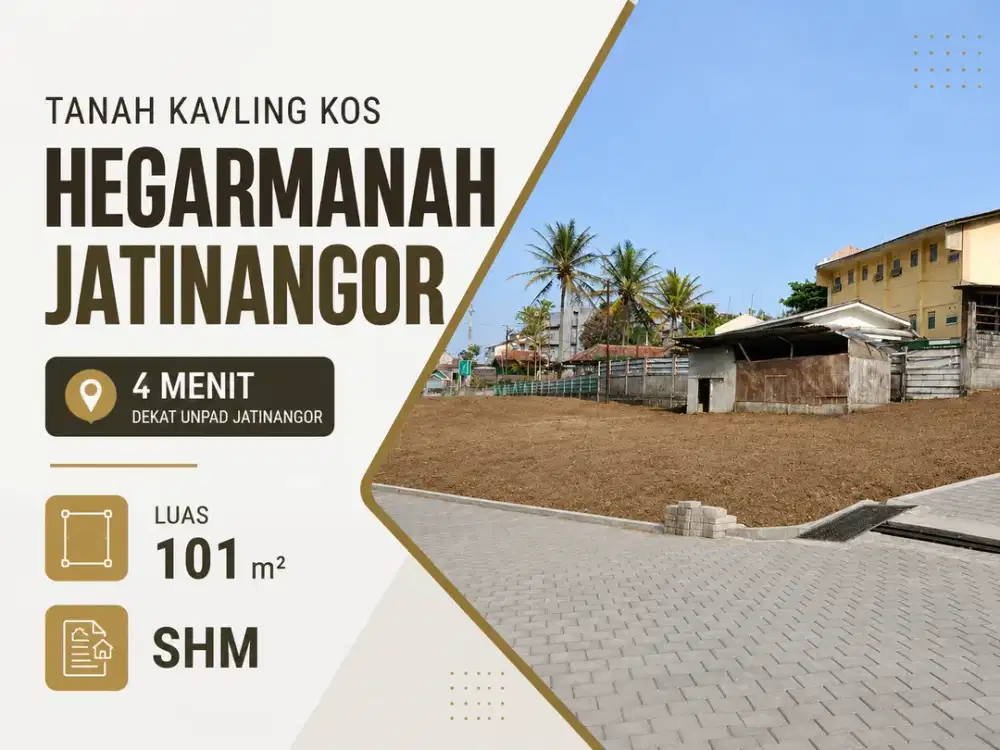 Tanah Kavling Kos Hegarmanah Jatinangor 101 m² SHM, 4 Menit ke Unpad