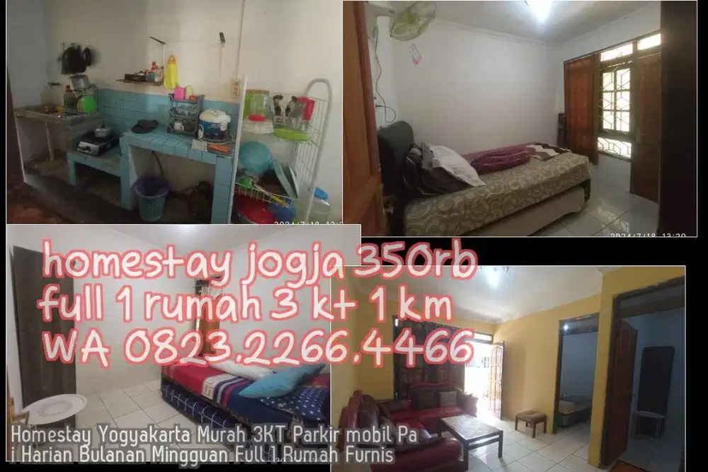Homestay Yogyakarta Murah 3KT Parkir mobil Pai Harian Bulanan Mingguan