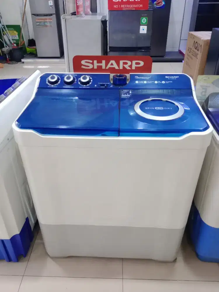 Bisa Cicilan.Sharp Mesin Cuci 2Tabung ES-T1490WA-BL/RD Kapasitas 14Kg