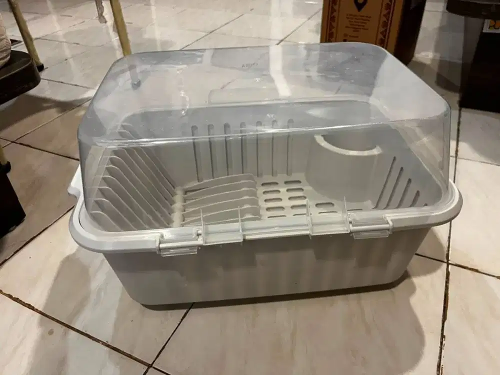 Rak Piring Tutup Transparan, Dish Drainer Transparent Lid