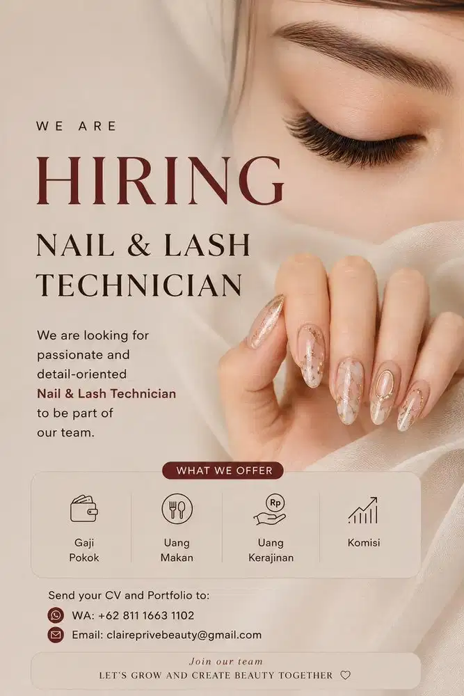Loker bagi yg berpengalaman LASH & Nails