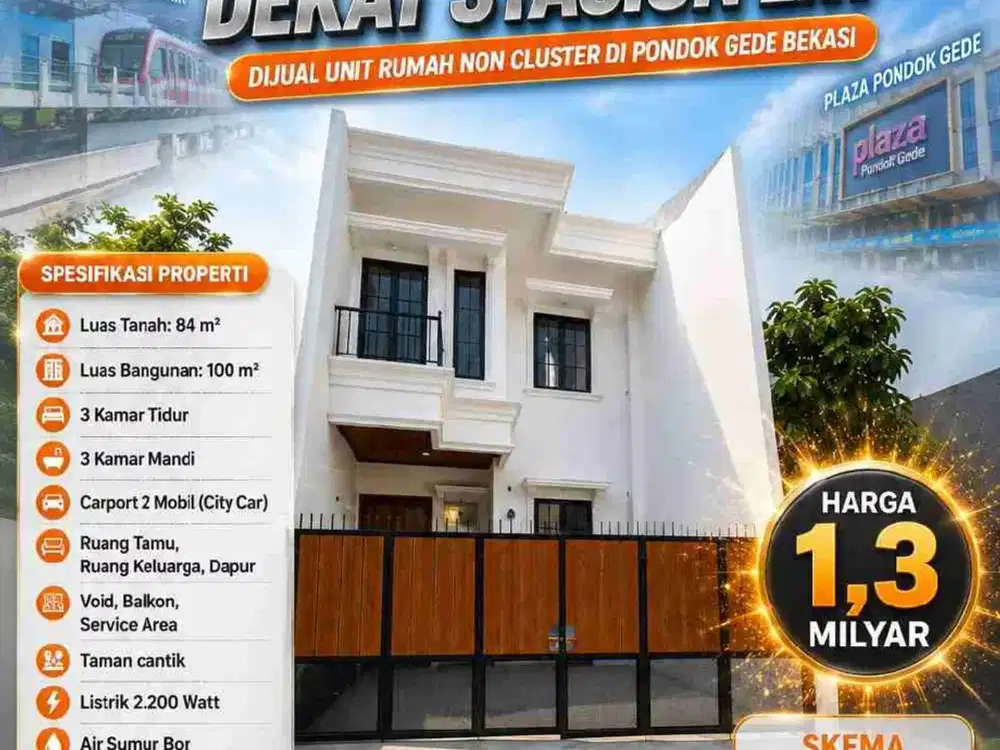 Rumah American Classic Strategis & Elegan di Pondok Gede, Kota Bekasi
Dekat Stasiun LRT