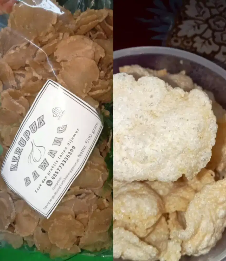 Krupuk Bawang Mentah Gurih  Mengembang Sempurna kemasan 250gram