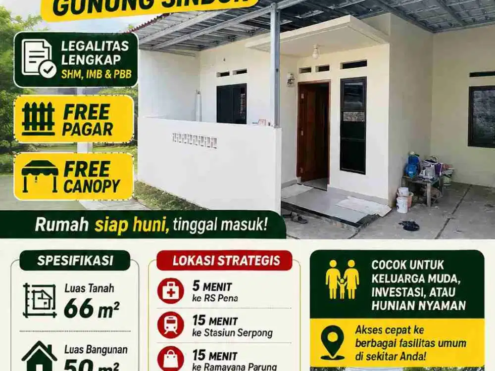 Rumah Murah di Pengasinan Gunung Sindur, Dekat Bukit Dago, Harga 375jt