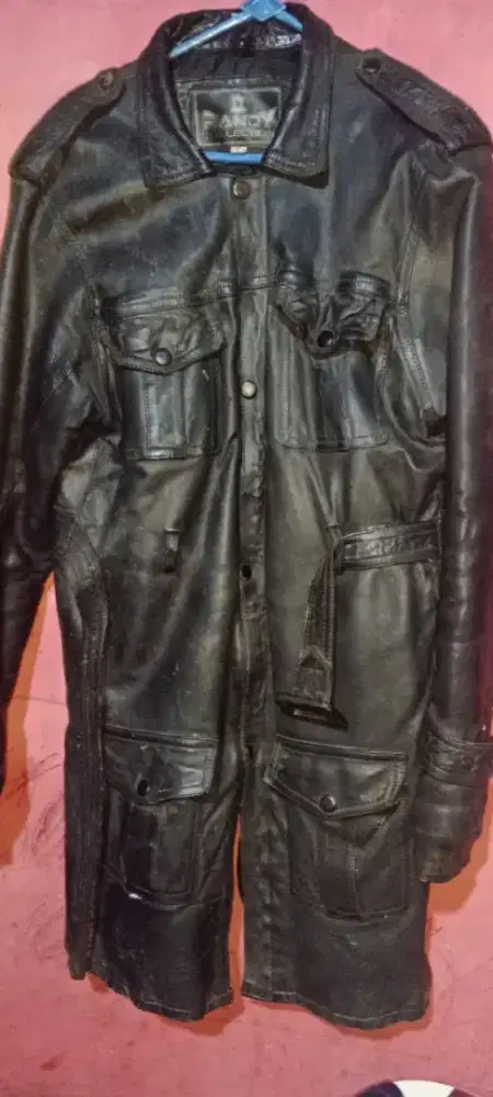 Jaket kulit vintage orijinal lembut dan halus sz m minus sleting
