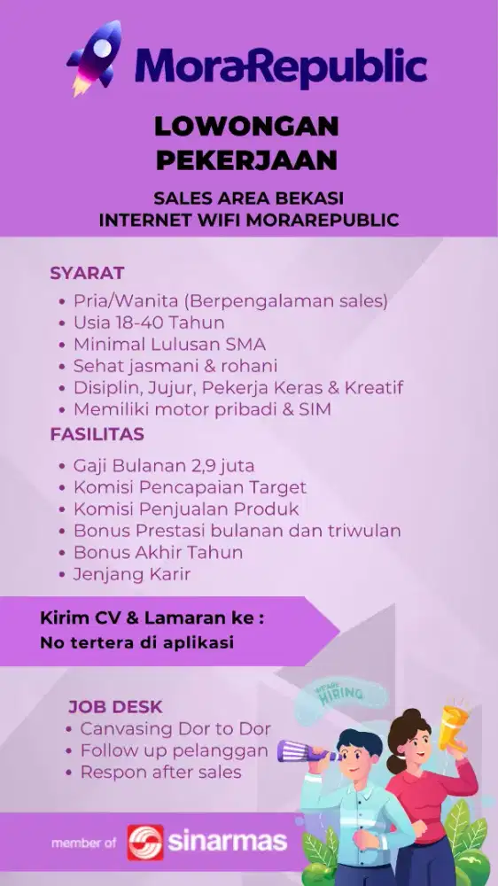 Lowongan sales wifi myrepublic area bekasi