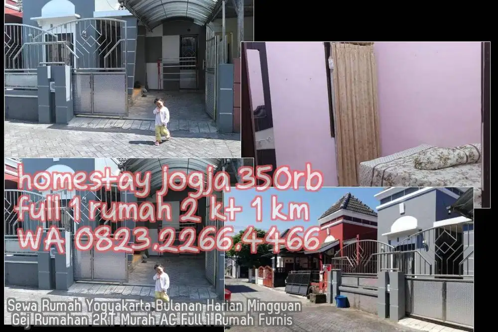 Sewa Rumah Yogyakarta Bulanan Harian Mingguan Gej Rumahan 2KT Murah AC