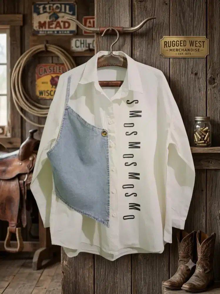 Kemeja Putih Kombinasi Denim, dan Unik