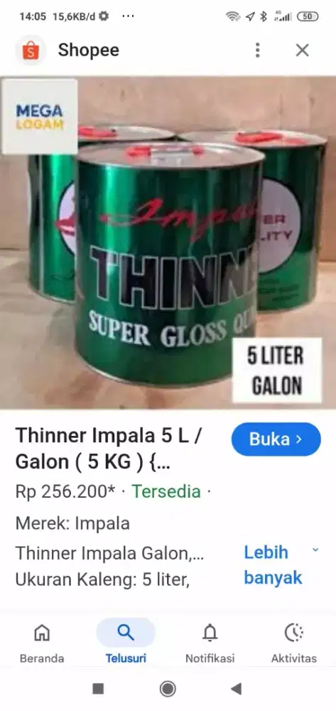 Tinner kemasan 5 liter