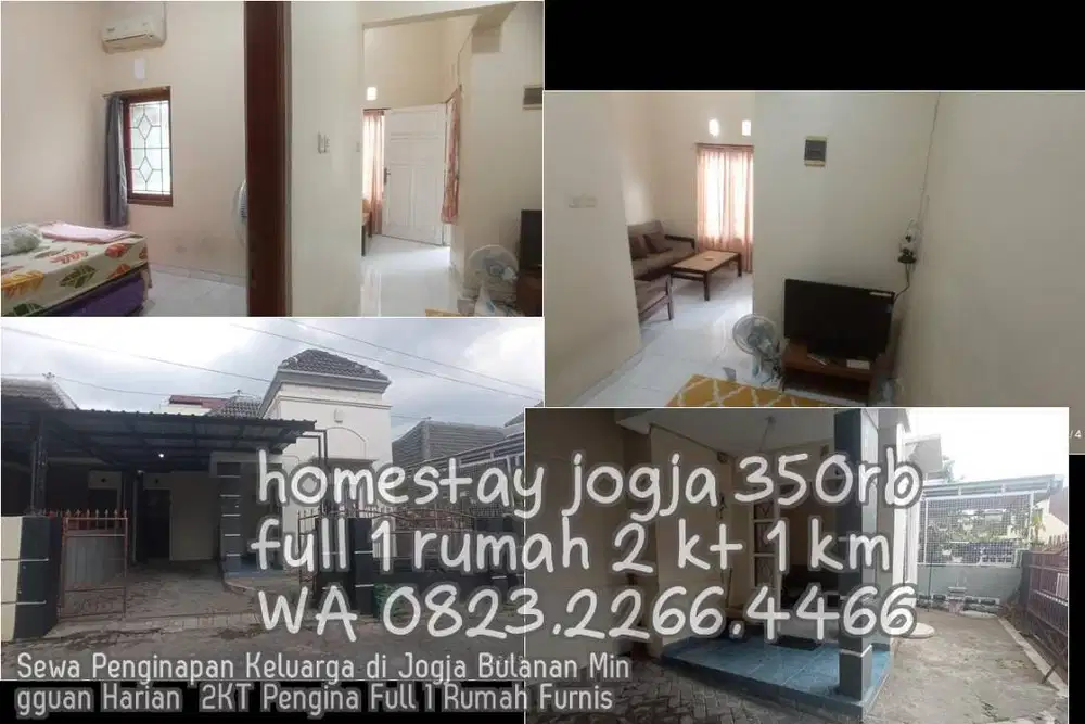Sewa Penginapan Keluarga di Jogja Bulanan Mingguan Harian  2KT Pengina