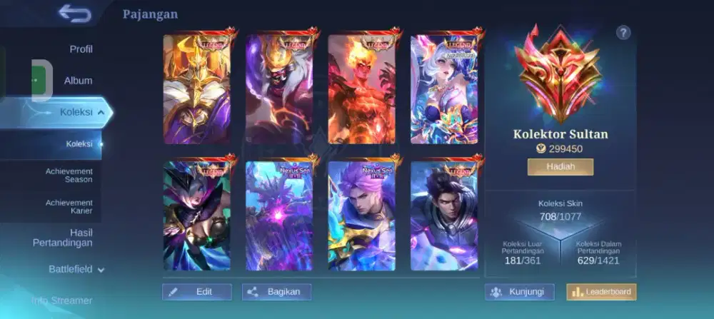 Dijual akun ML Kolektor Sultan