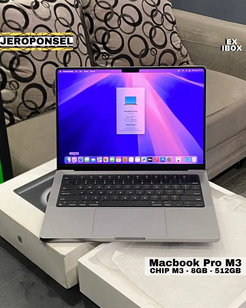 MACBOOK PRO M3 512GB SPACE GRAY EX IBOX LIKE A NEW CC RENDAH