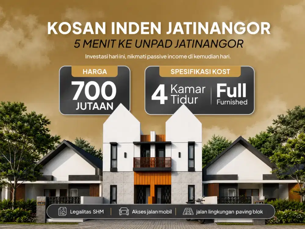 Jual Kosan 700 Juta-an Dekat UNPAD ITB Jatinangor SHM Akses Mobil