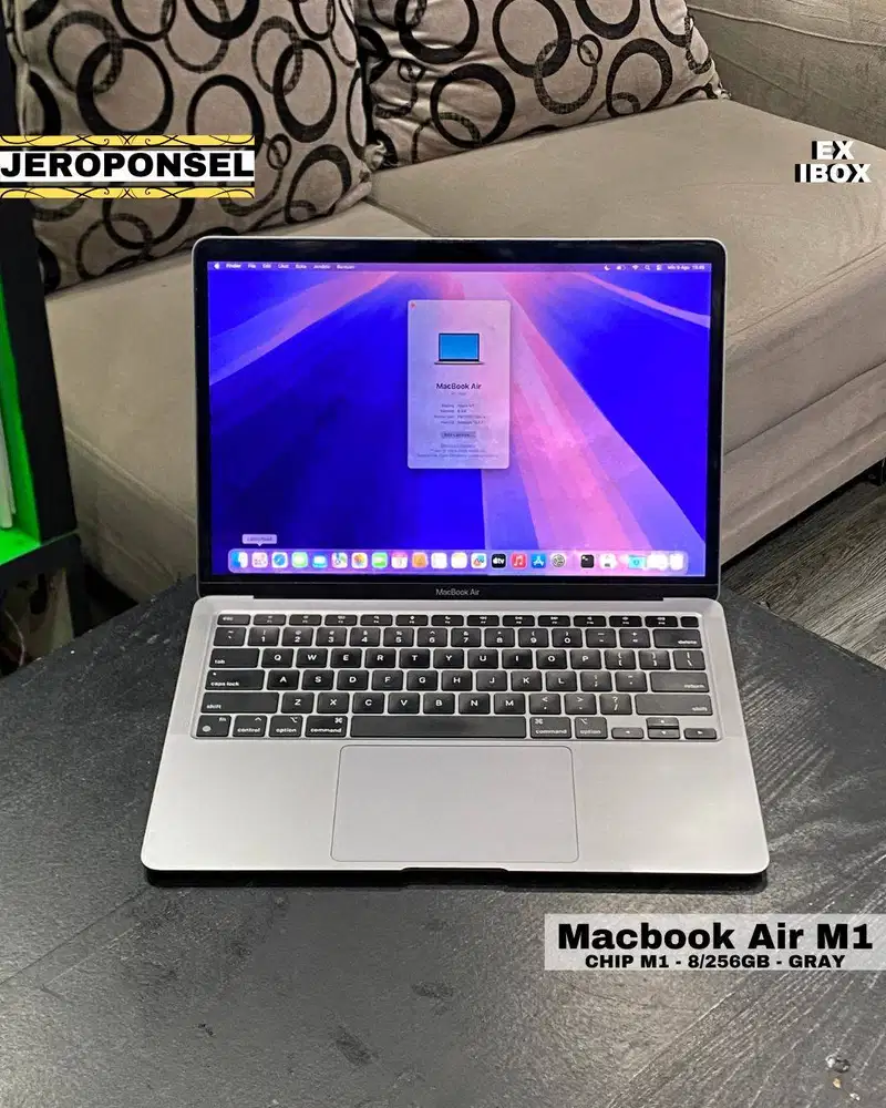 MACBOOK AIR M1 256GB GRAY EX IBOX ORIGINAL GARANSI ADA MINUS