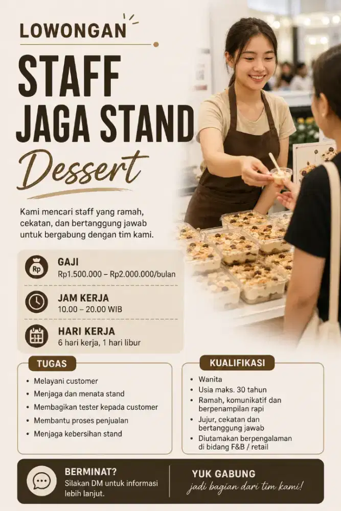LOWONGAN STAFF JAGA STAND DESSERT
