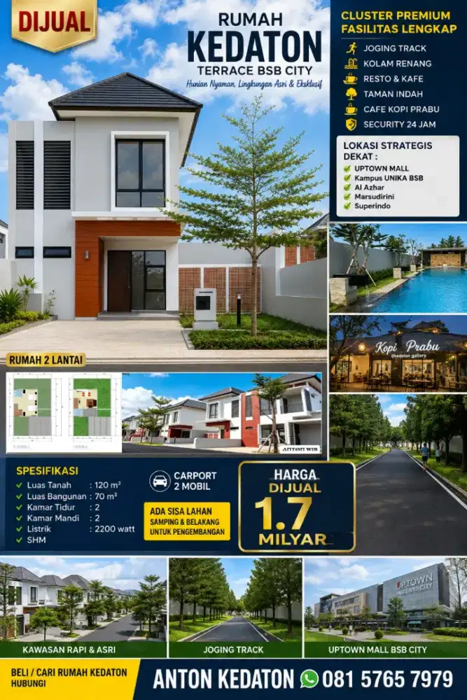 Kedaton terrace 2LT/120m bsb city the miles ivy park naraya serena hil