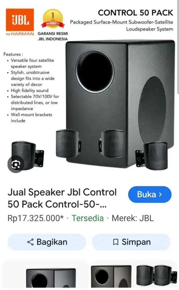 Speaker jbl control 50pack bagus buat cafe/restoran