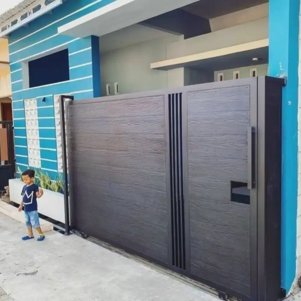 Pagar Dorong Grc Motif Serat Kayu