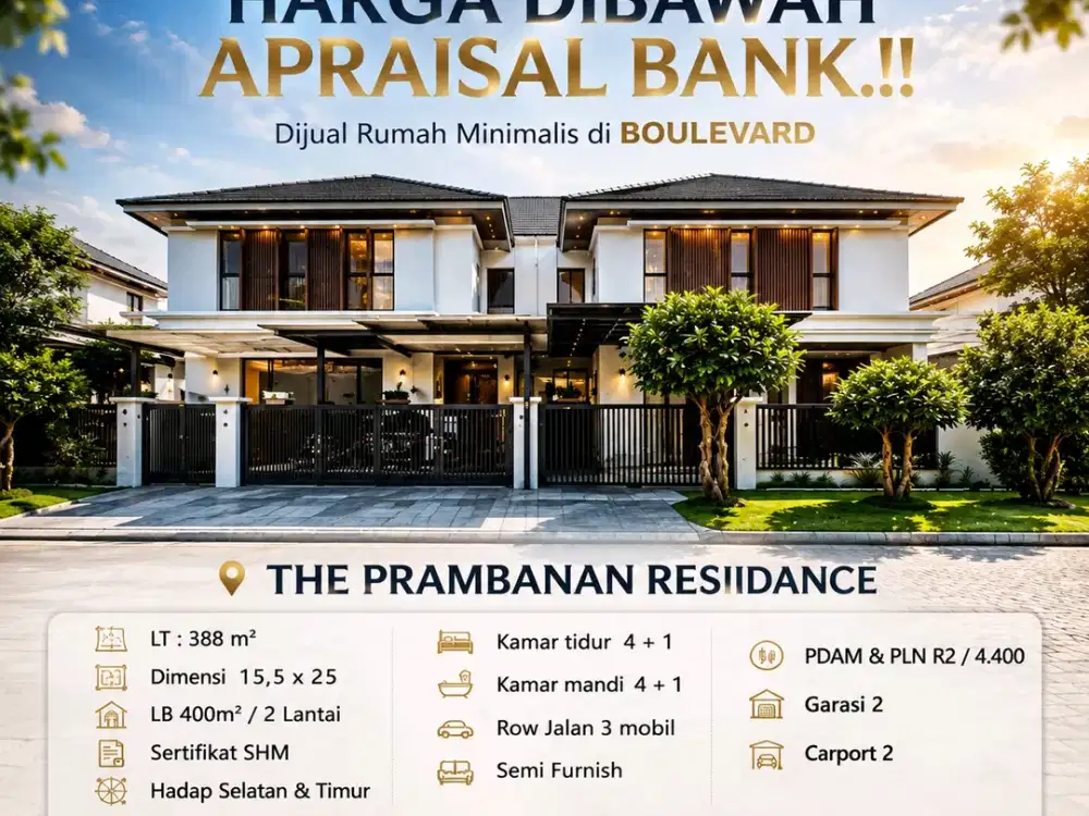 MURAH UNDER APPRAISAL MINIMALIS PRAMBANAN RESIDENCE MAINROAD