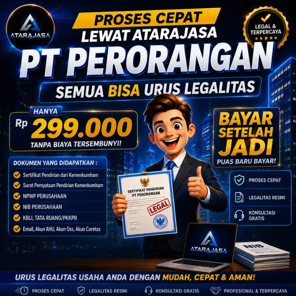jasa pendirian PT perorangan (bayar setelah jadi)