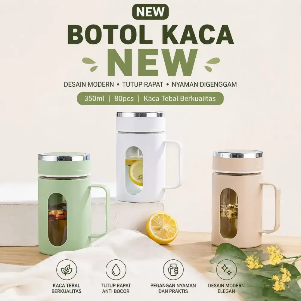 BOTOL KACA CANGKIR NEW BOX