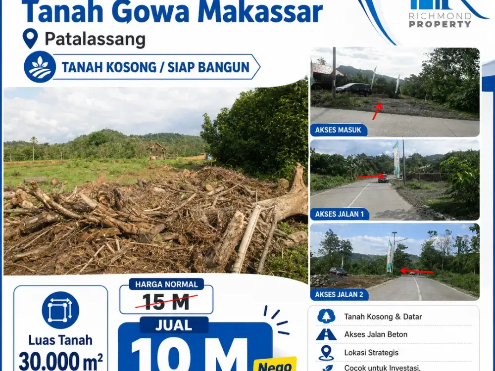 Dijual Cepat Tanah Depan Jalan Raya Cocok Untuk Buka Usaha Gowa Sulawesi Selatan