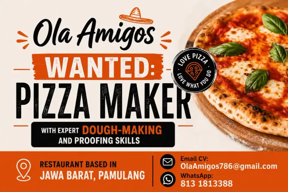 DIBUTUHKAN SEGERA! KOKI PIZZA BERPENGALAMAN DAERAH SERUA, DEPOK