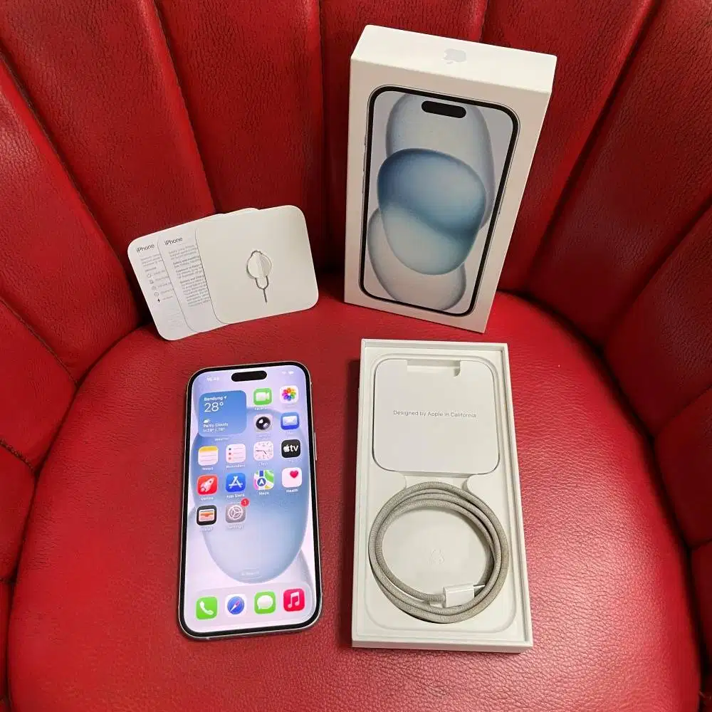iPhone 15 128gb Blue Garansi iBox Aktif Mulus Like New Fullset Ori
