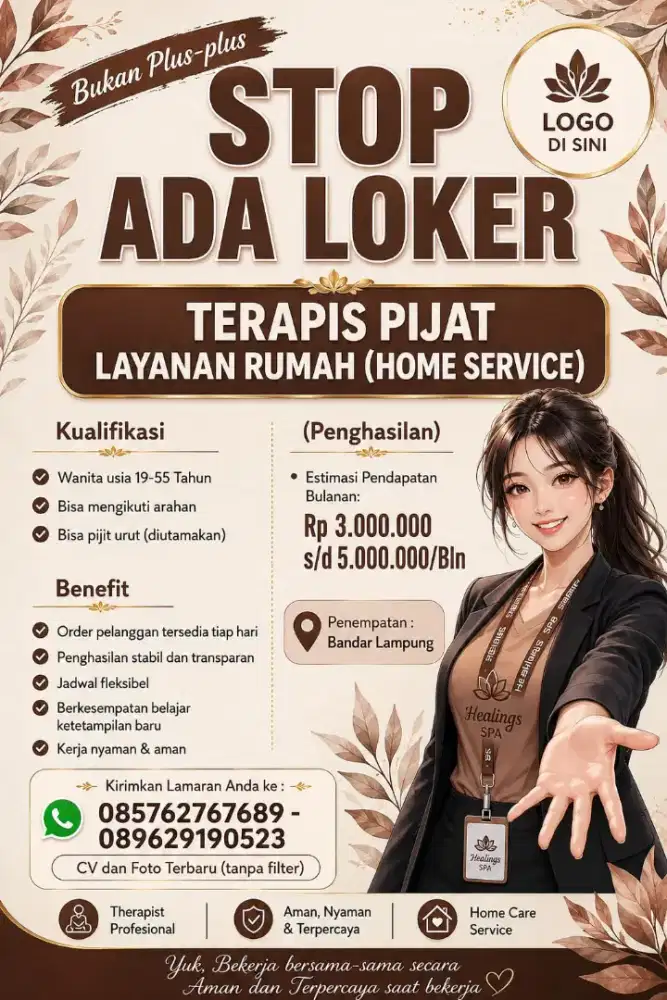 Loker terapis pijat dan Marketing