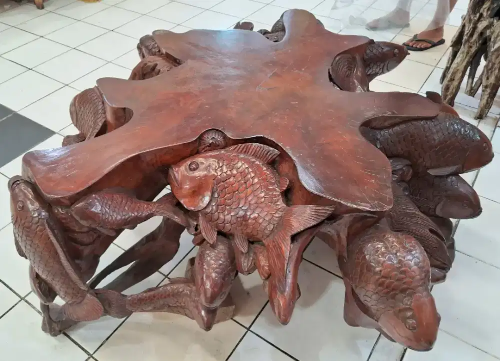 Meja Akar Kayu Bangkirai Premium