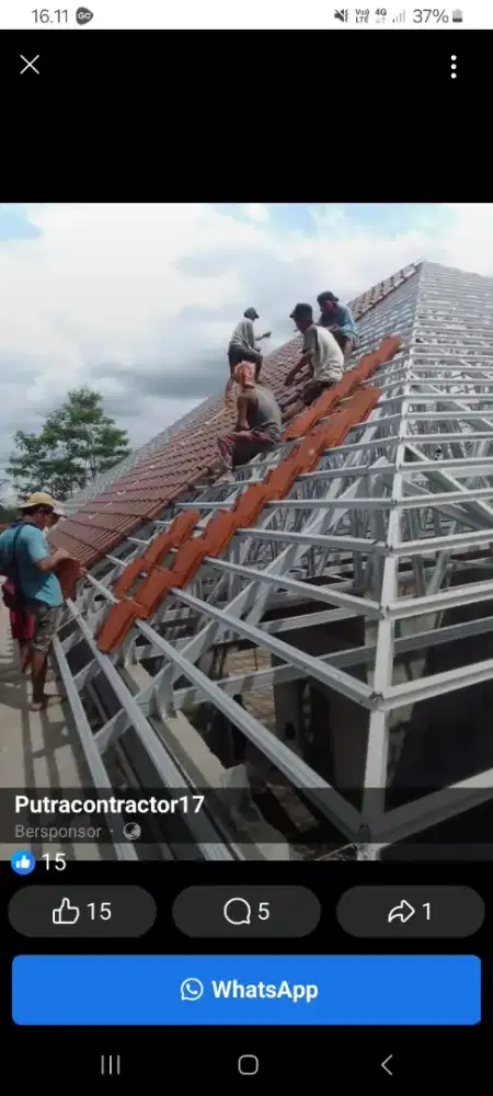 Pasang canopy alderon single dan atap bocor