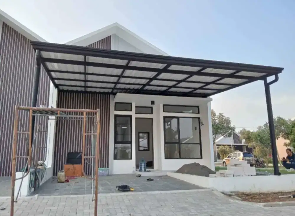 Pasang canopy alderon single dan atap bocor