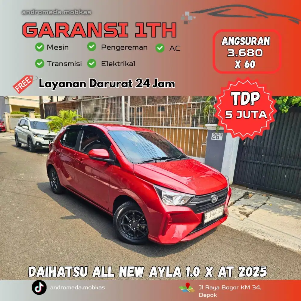 TDP TERMURAH 5 JT DAIHATSU AYLA 1.0 X MATIC 2025 KM 4 RB PAJAK PNJANG
