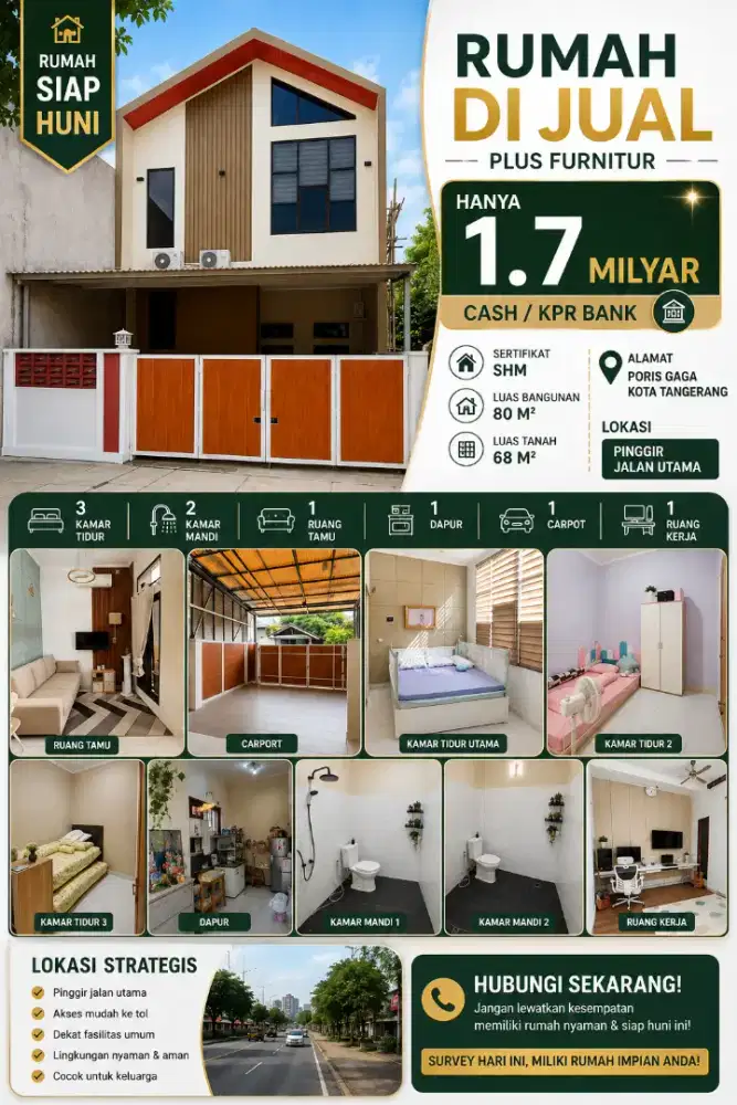 Di Jual Rumah 2 Lantai Pinggir Jalan