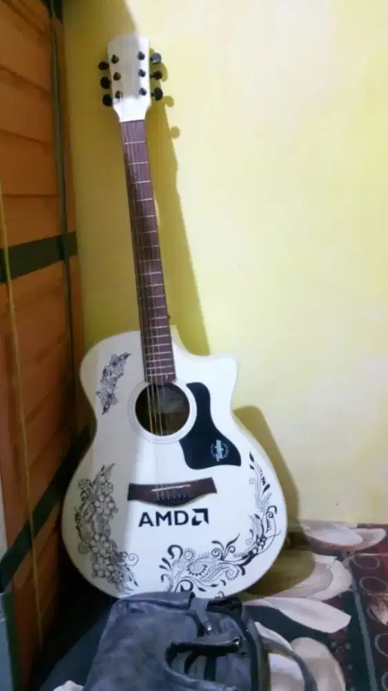 gitar akustik paket komplit elektrik tuner lc dobel run