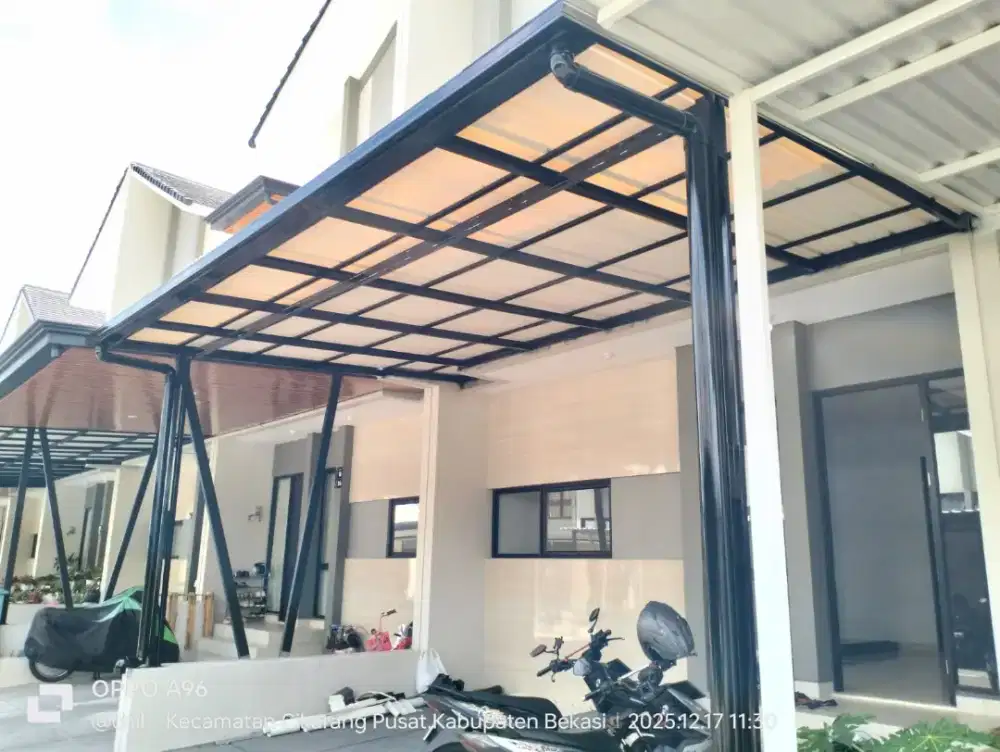 Pasang canopy alderon single dan atap bocor